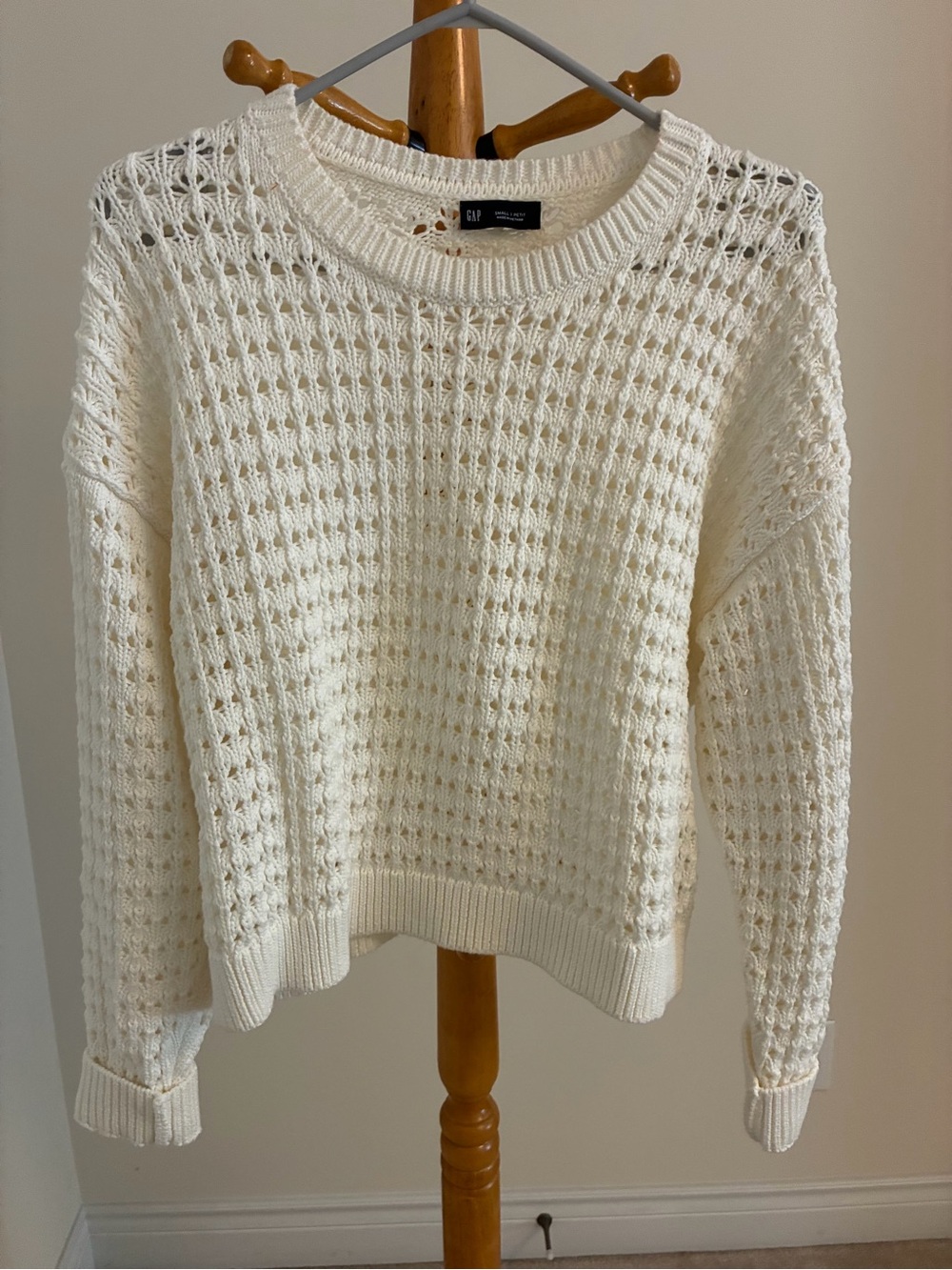 GAP Cream Open-Weave Stunning Crewneck Sweater